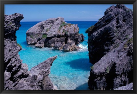 Framed Beach on South Coast, Bermuda, Caribbean Print