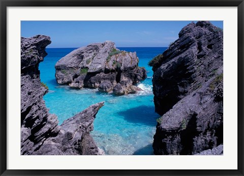 Framed Beach on South Coast, Bermuda, Caribbean Print