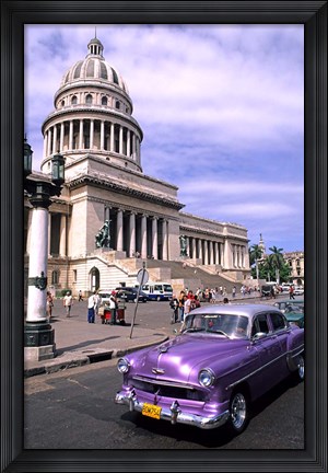 Framed Classic 1950&#39;s purple Auto, Havana, Cuba Print