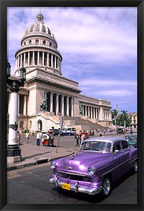 Framed Classic 1950&#39;s purple Auto, Havana, Cuba Print