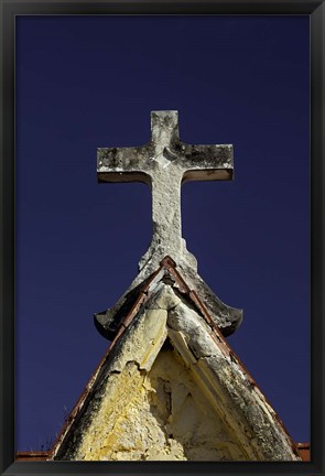 Framed Old cross atop mausoleum, Necropolis Colon, in Vedado, Havana, Cuba Print