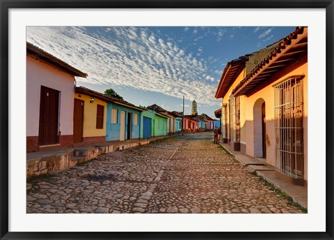 Framed Early morning view of streets in Trinidad, Cuba Print