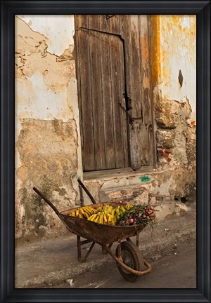 Framed Bananas in wheelbarrow, Havana, Cuba Print