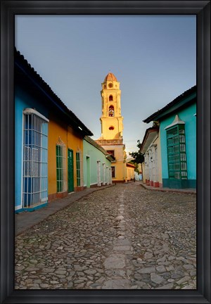 Framed Bell Tower, Plaza Mayor at sunrise, Trinidad, Cuba Print
