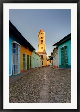 Framed Bell Tower, Plaza Mayor at sunrise, Trinidad, Cuba Print