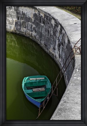 Framed Boat at the fortress of La Fuerza in Havana, Cuba Print