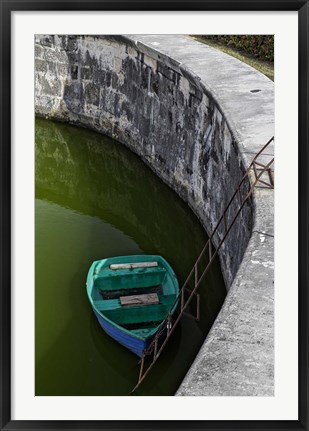 Framed Boat at the fortress of La Fuerza in Havana, Cuba Print