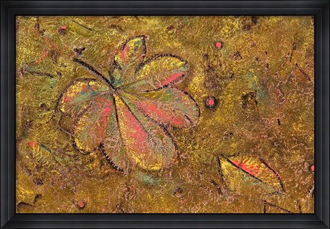 Framed Leaf pattern in wallpaper, Old Havana, Cuba Print
