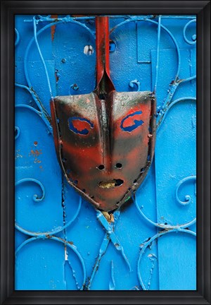 Framed Mask on Callejon de Hamels building walls, Cuba Print