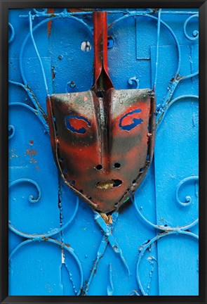 Framed Mask on Callejon de Hamels building walls, Cuba Print