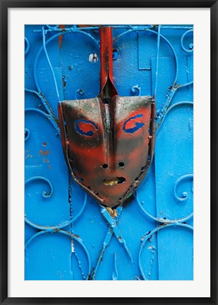 Framed Mask on Callejon de Hamels building walls, Cuba Print