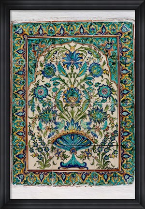 Framed Tile work on wall, Havana, Cuba Print