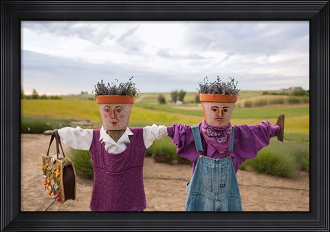 Framed Scarecrows at a lavendar farm in SE Washington Print