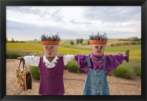 Framed Scarecrows at a lavendar farm in SE Washington Print