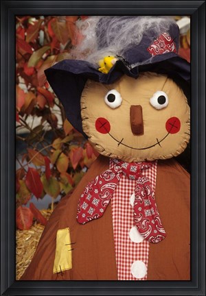 Framed Stuffed Scarecrow on Display at Halloween, Washington Print