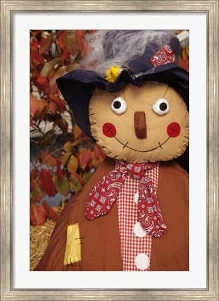 Framed Stuffed Scarecrow on Display at Halloween, Washington Print