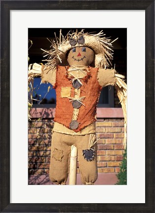 Framed Scarecrow in Suburban Yard at Halloween, Logan, Utah Print