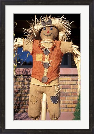 Framed Scarecrow in Suburban Yard at Halloween, Logan, Utah Print