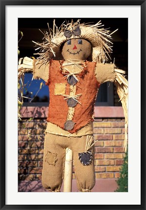 Framed Scarecrow in Suburban Yard at Halloween, Logan, Utah Print