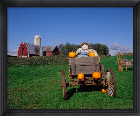 Framed Pumpkin Man and Farm, Vermont Print