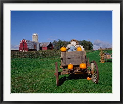 Framed Pumpkin Man and Farm, Vermont Print