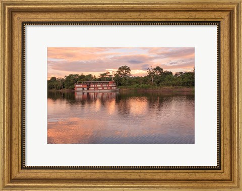 Framed Delfin river boat, Amazon basin, Peru Print