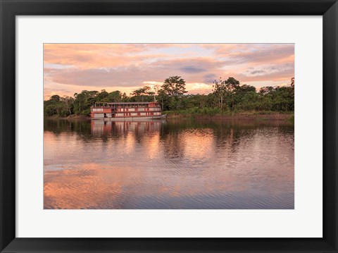 Framed Delfin river boat, Amazon basin, Peru Print