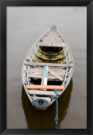 Framed Lone wooden boat, Santarem, Rio Tapajos, Brazil, Amazon Print