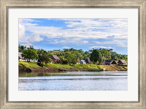 Framed Houses along a riverbank in the Amazon basin, Peru Print