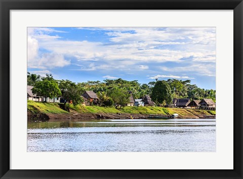 Framed Houses along a riverbank in the Amazon basin, Peru Print