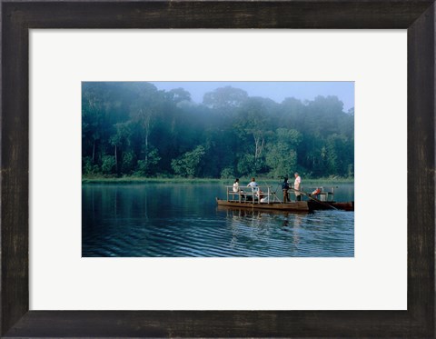 Framed Wildlife from Raft on Oxbow Lake, Morning Fog, Posada Amazonas, Tamboppata River, Peru Print