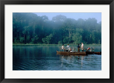 Framed Wildlife from Raft on Oxbow Lake, Morning Fog, Posada Amazonas, Tamboppata River, Peru Print