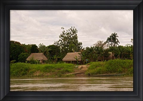 Framed Indian Village on Rio Madre de Dios, Amazon River Basin, Peru Print
