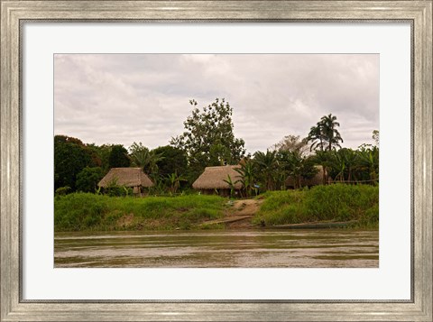 Framed Indian Village on Rio Madre de Dios, Amazon River Basin, Peru Print