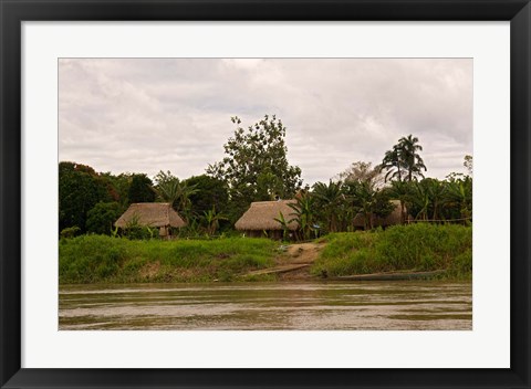 Framed Indian Village on Rio Madre de Dios, Amazon River Basin, Peru Print