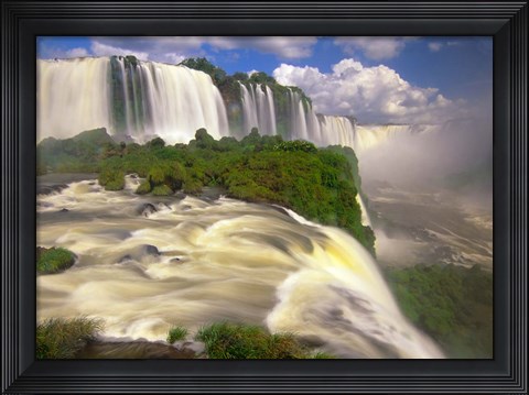 Framed Brazil, Igwacu Waterfalls into the Igwacu River Print