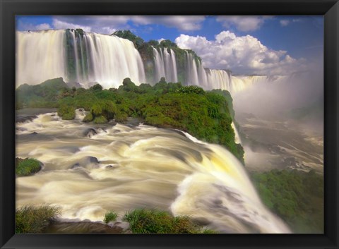 Framed Brazil, Igwacu Waterfalls into the Igwacu River Print