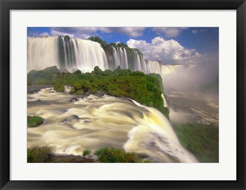 Framed Brazil, Igwacu Waterfalls into the Igwacu River Print