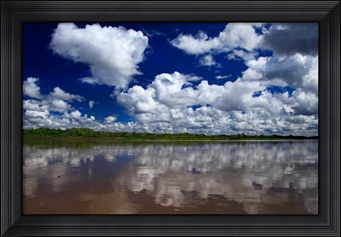 Framed South America, Peru, Amazon Cloud reflections on Amazon river Print