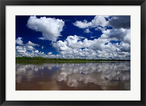 Framed South America, Peru, Amazon Cloud reflections on Amazon river Print