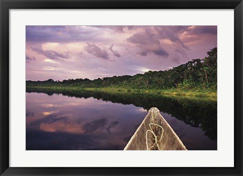 Framed Paddling a dugout canoe, Amazon basin, Ecuador Print