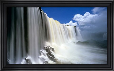 Framed Towering Igwacu Falls Drops into Igwacu River, Brazil Print