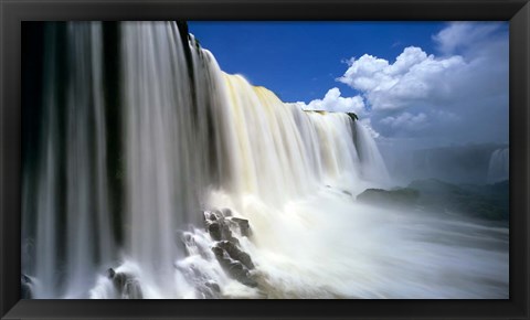 Framed Towering Igwacu Falls Drops into Igwacu River, Brazil Print