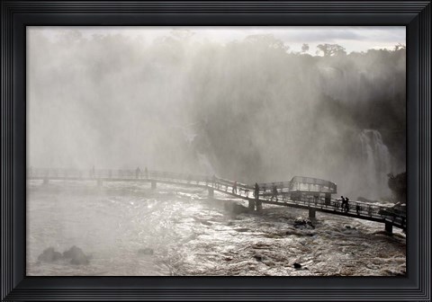 Framed Lookout Engulfed in Mist, Iguassu Falls, Brazil Print