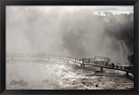 Framed Lookout Engulfed in Mist, Iguassu Falls, Brazil Print