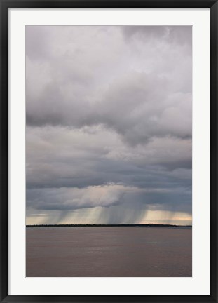 Framed Brazil, Amazon River Rainstorm during the wet season in the Amazon Print