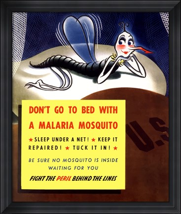Framed Don&#39;t Go To Bed With A Malaria Mosquito Print