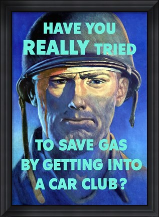 Framed Save Gas - Car Club Print