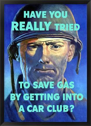 Framed Save Gas - Car Club Print