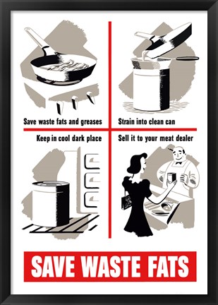 Framed Save Waste Fats Print
